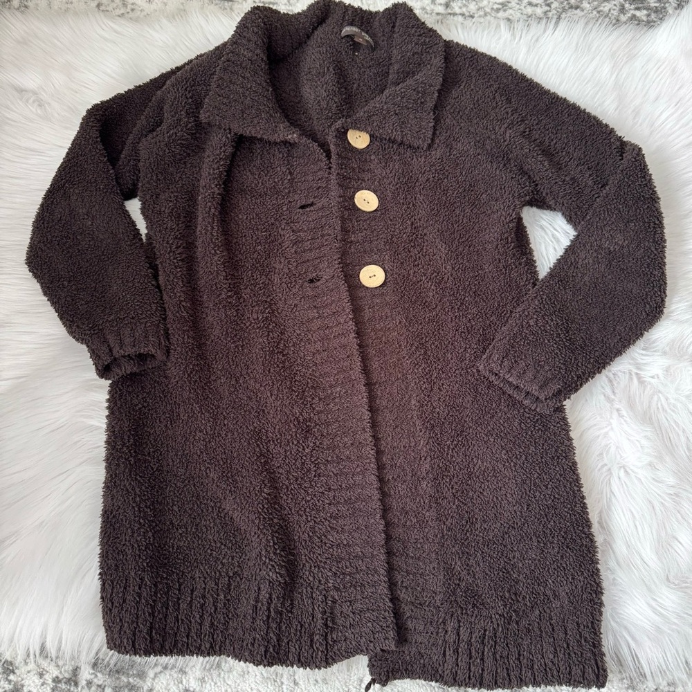 Barefoot Dreams Brown/Gray Cardigan Cozy Chic Knit